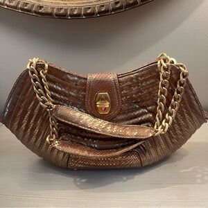 Eric Javits Brown Shoulder Bag with Gold Accents